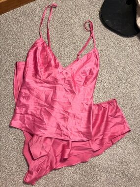 Victoria's Secret Hot Pink Satin Cami & Brief Set